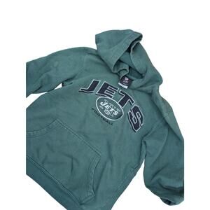 Boys JETS Green Hoodie Size 10, pre-owned. Comfortable.
